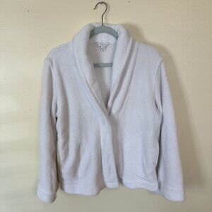 Charter Club Intimates Womens White Cozy Cardigan Large Pockets Loungewear